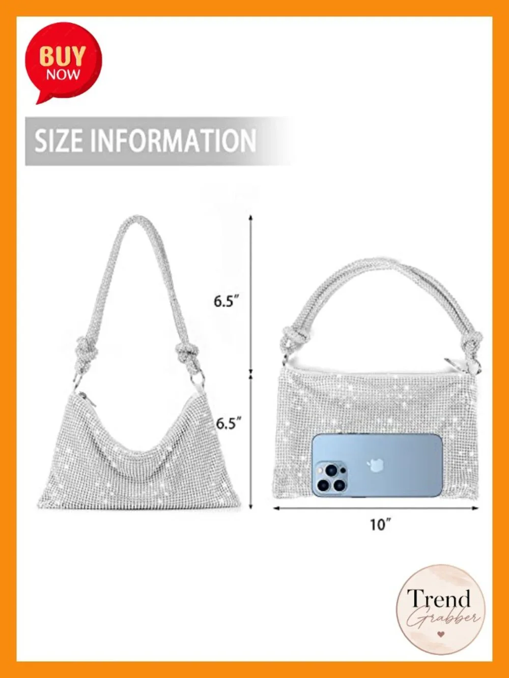 Rhinestone Sparkly Evening Bag Silver Clutch Crossbody Handbag Party Prom Club